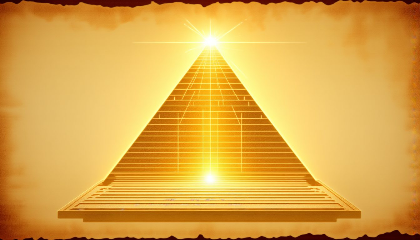 A pyramid geometry diagram, triangle above a square base