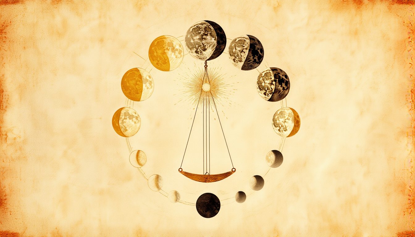 The moon in phases, light and shadow